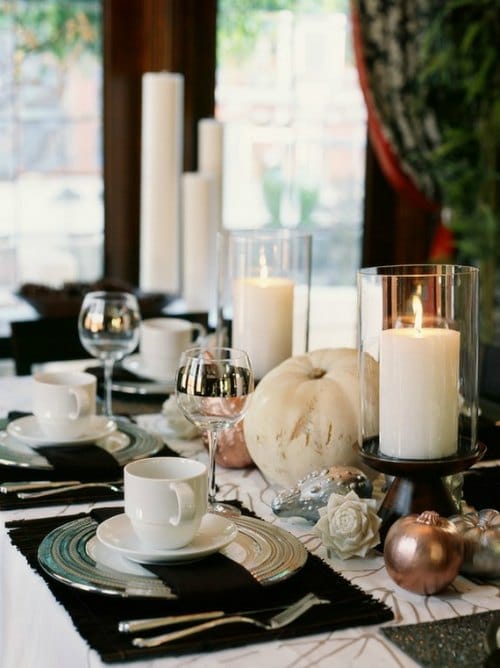 Thanksgiving Centerpiece Table Decorations - simple elegant white