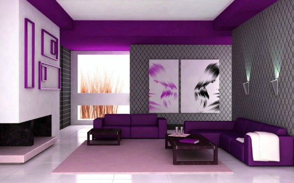 Purple Living Room - Bold Dark Purple Decor