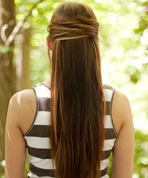 Layered Crossed Half Updo - Unique Easy Updo