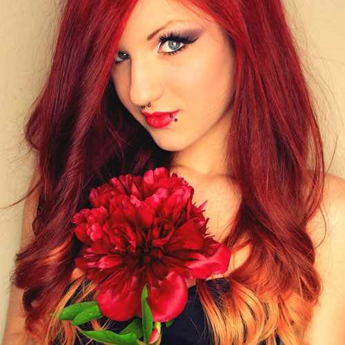 Red to Orange Ombre Hair Color