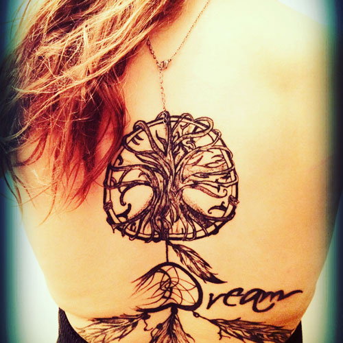 Big Dream Catcher Tattoo On Back