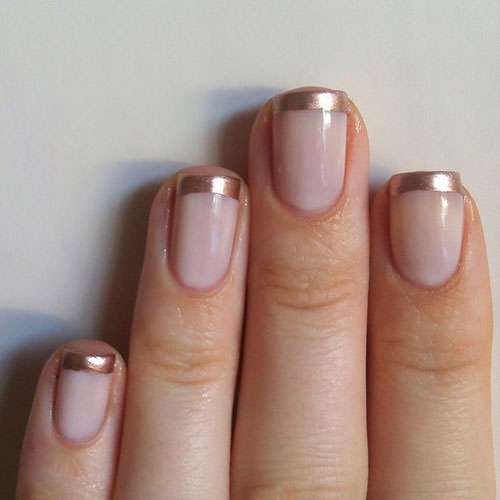 Rose Nail Polish with Gold Manicure - Gold Nail Designs