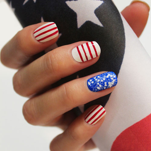 Red and White Nails - Stripes and Stars Nail Designs - 4th of July Nail Art